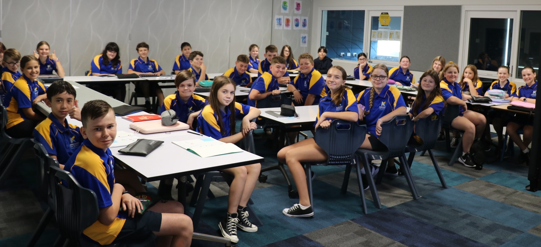 Students in a classroom working